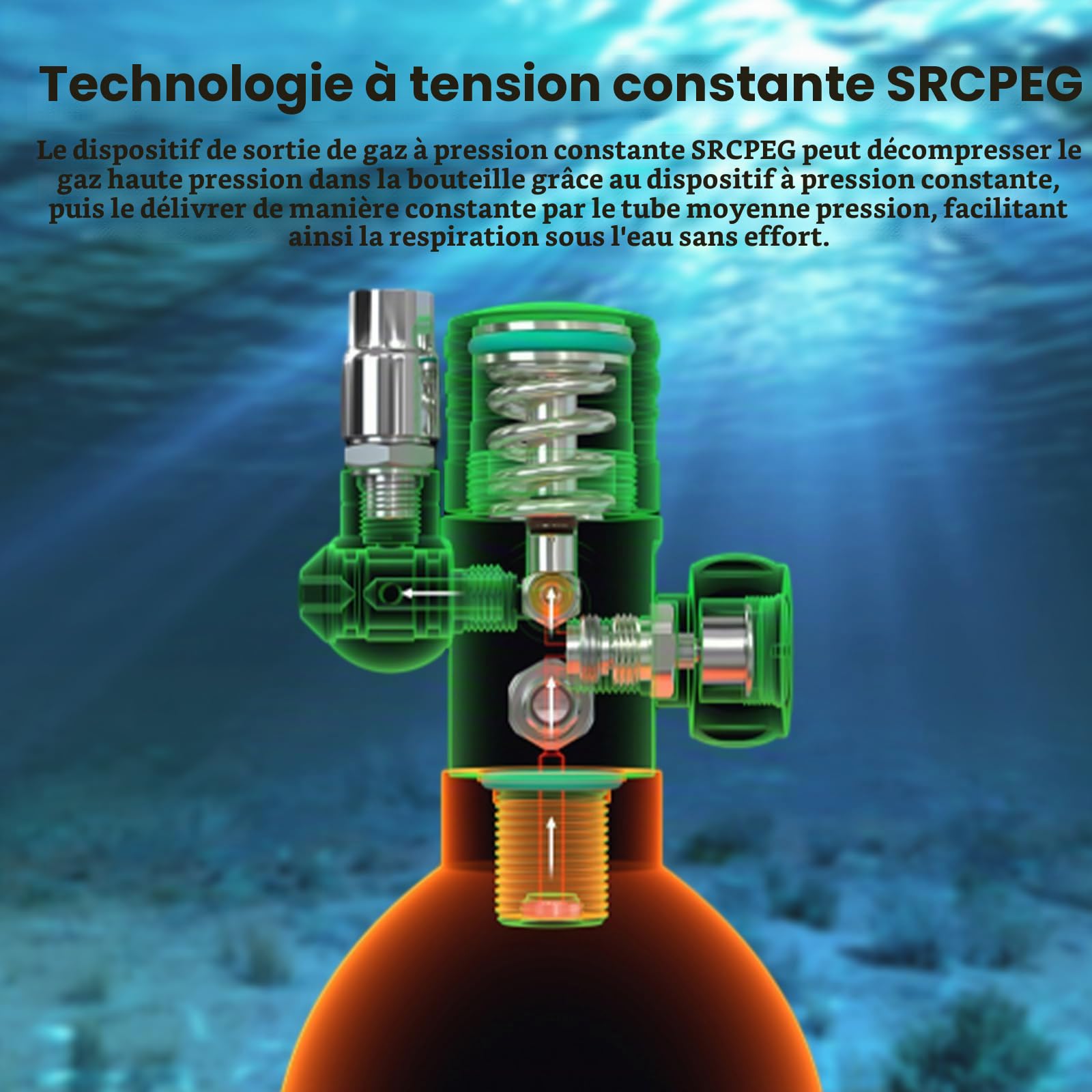 Réservoir de plongée sous-Marine TUDIVING-2L avec 25-30 Minutes de Respiration, Cylindre de plongée sous-Marine Portable, équipement de plongée