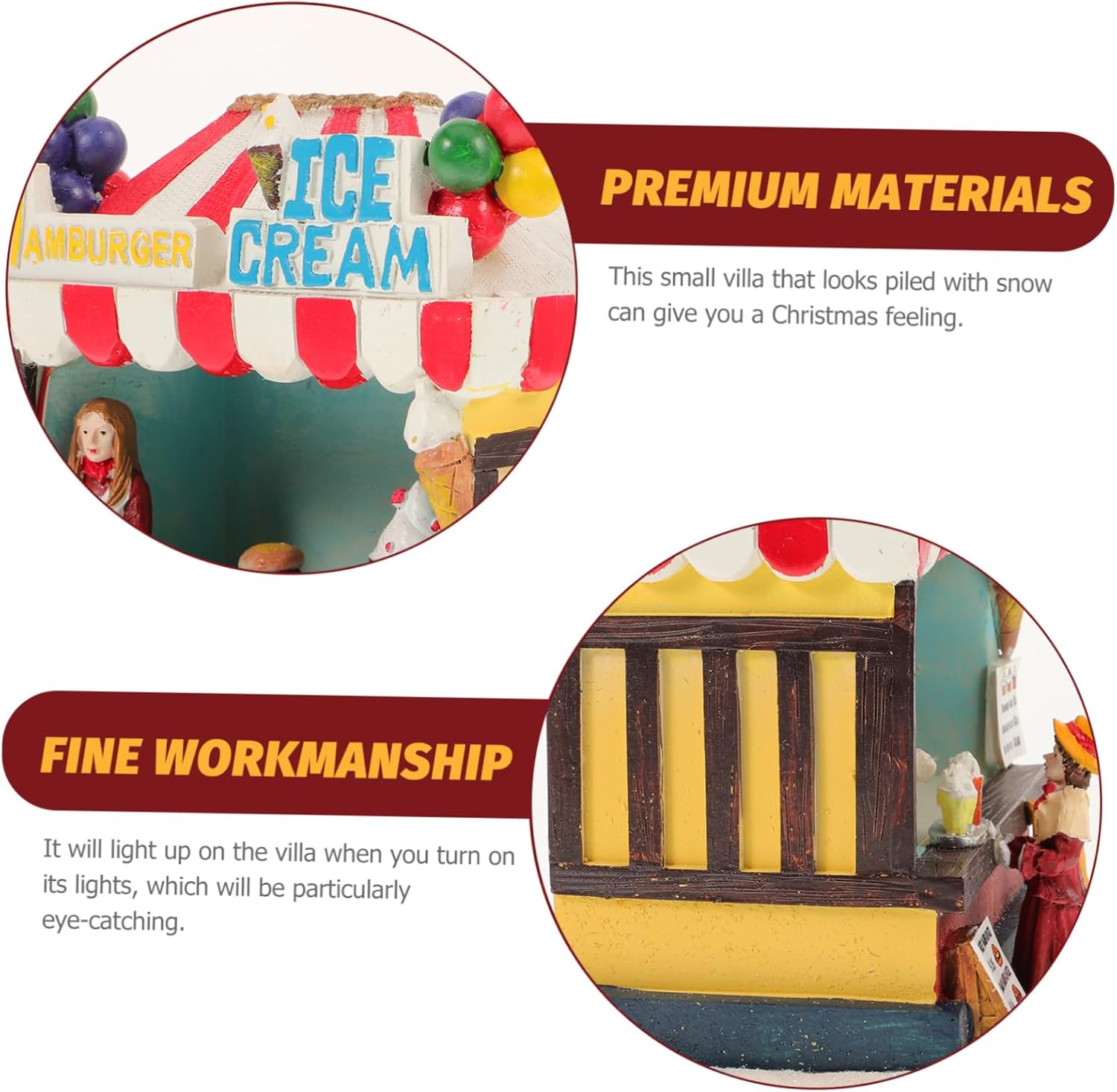 Christmas Resin Villa Luminous House Ornament Battery Xmas House Decor for Holiday Micro Landscape Display for Christmas Village Decorations