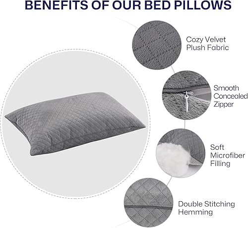 Miniatura 3 de GOHOME Almohadas suaves para dormir, paquete de 2 almohadas tamaño King de la colección Hotel para dormir de lado, espalda y boca abajo, almohadas