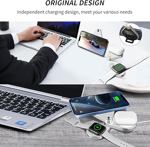 Miniatura 3 de Cargador inalámbrico magnético desmontable 3 en 1, estación de carga inalámbrica rápida de 15 W para iPhone 1312, soporte de cargador inalámbrico