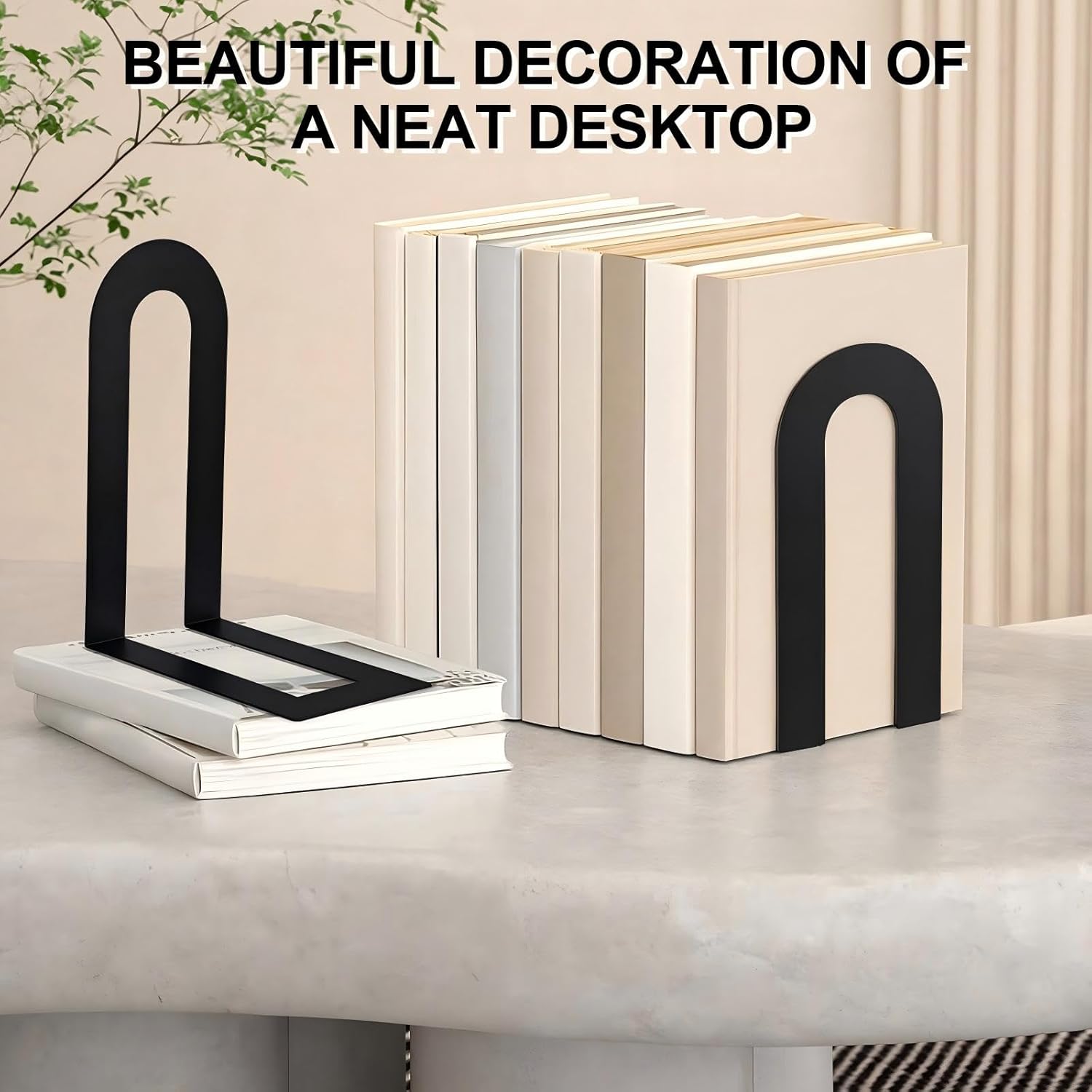 Chunful 6 Pcs Black Modern Metal Book Ends for Shelves Decorative Small Bookends Book Shelf Organizer Minimalist Design Stopper to Hold Books for Home Office (7.5 * 5.75 * 3.5inch)