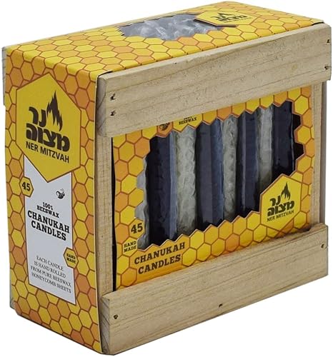 Miniatura 12 de Ner Mitzvah Velas de Janucá de cera de abejas de panal – Vela de tamaño estándar que se adapta a la mayoría de menorás – Cera de abeja pura de alta