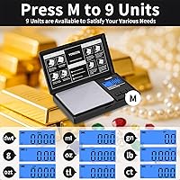 Vista 4 de Gram Scale- 500g Ultra-Precise Digital Scale 0.01 Gram Accuracy for Jewelry, Diamonds, Gold & Silver, Portable Pocket Scale with LCD Display, Tare