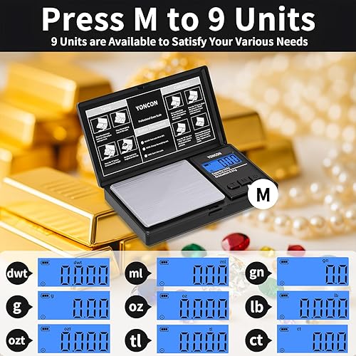 Miniatura 4 de Báscula de gramo escala digital ultraprecisa de 17.64 oz de precisión de 0.00 oz para joyas, diamantes, oro y plata, báscula de bolsillo portátil