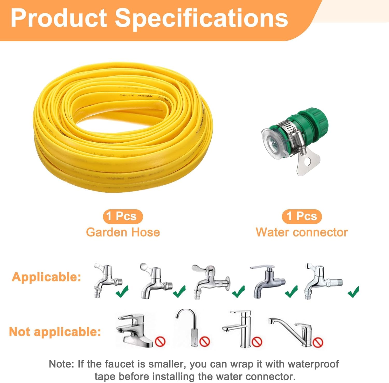 HARFINGTON Garden Hose 65ft Durable TPE Anti-Kink Water Hose Non-Expanding Flexible Yard Hose with Universal Water Connector Fittings for Outdoor Watering Cleaning House Car Wash, Yellow