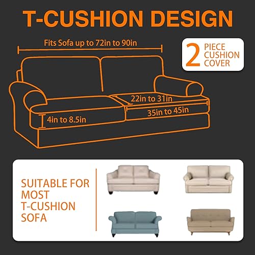 Miniatura 5 de Funda de cojín impermeable para sofá  Funda de cojín altamente elástica en forma de T  Funda de cojín de terciopelo suave para sofá  Funda de cojín