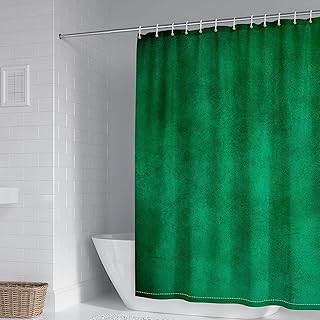 Bcughia Cortina de ducha verde, juego de cortina de ducha de color sólido de poliéster verde de 60 pulgadas de ancho x 80 pulgadas de alto, decoración de bañera