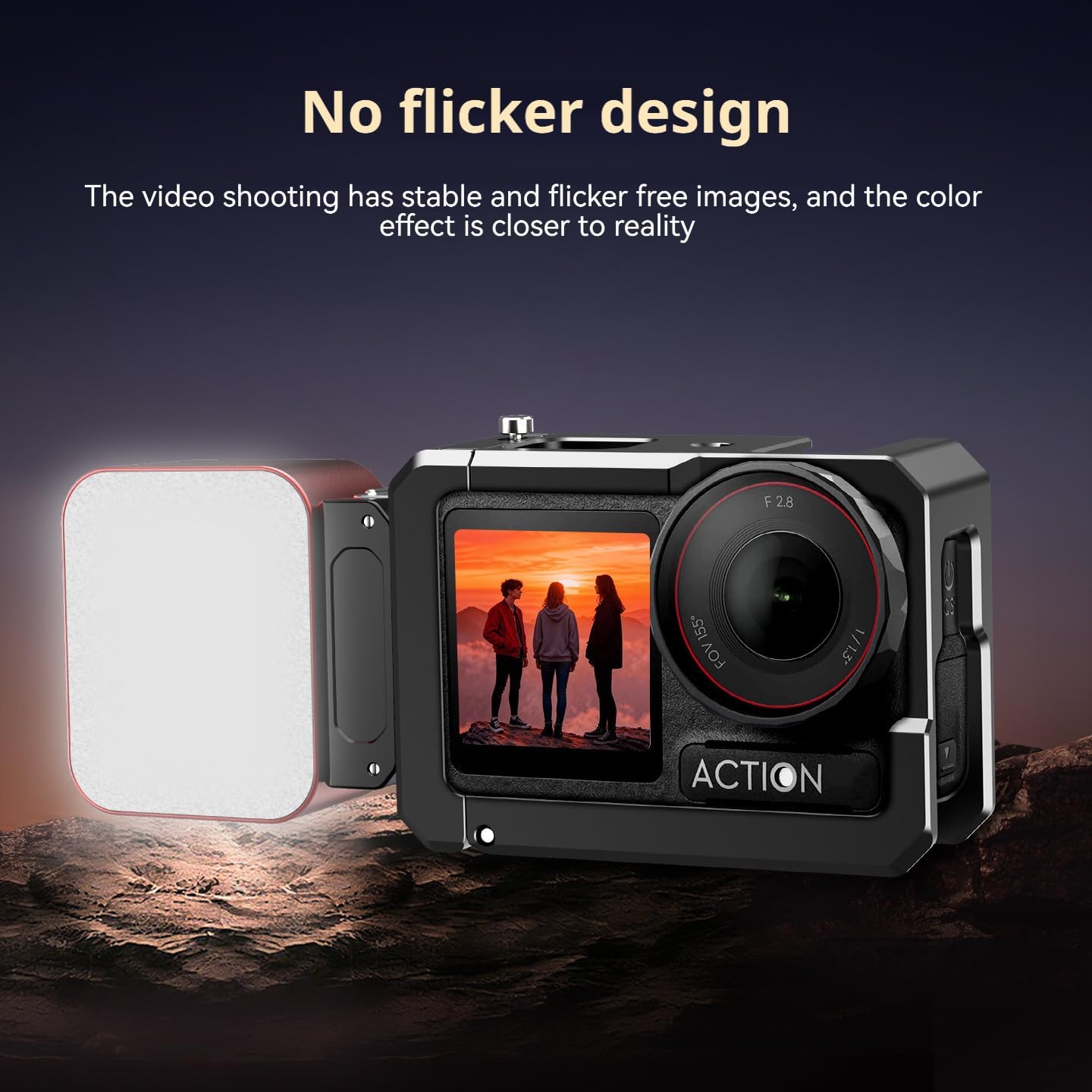 Mini Magnetic LED Light Compatible with Action 6 – Aluminum Body, 5-Hour Battery Life, 3 Color Temperatures & 5 Brightness Levels for Vlogging (Rose Gold(Action6))