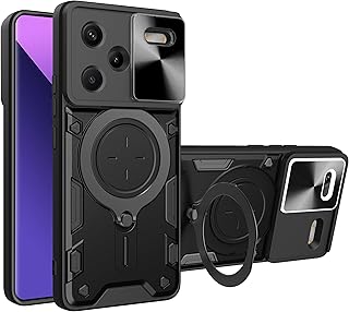 Case Cover Shock resistant Sliding CamShield TPU + PC CD Ring Compatible with Redmi Note 13 Pro Plus/Redmi Note 13 Pro+ (Black)