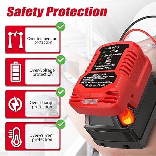 Miniatura 7 de Adaptador de puente compatible con batería Milwaukee de 18 V M18, kit de arranque de puente de 11 AWG cable de 18 V, cable de arranque automático