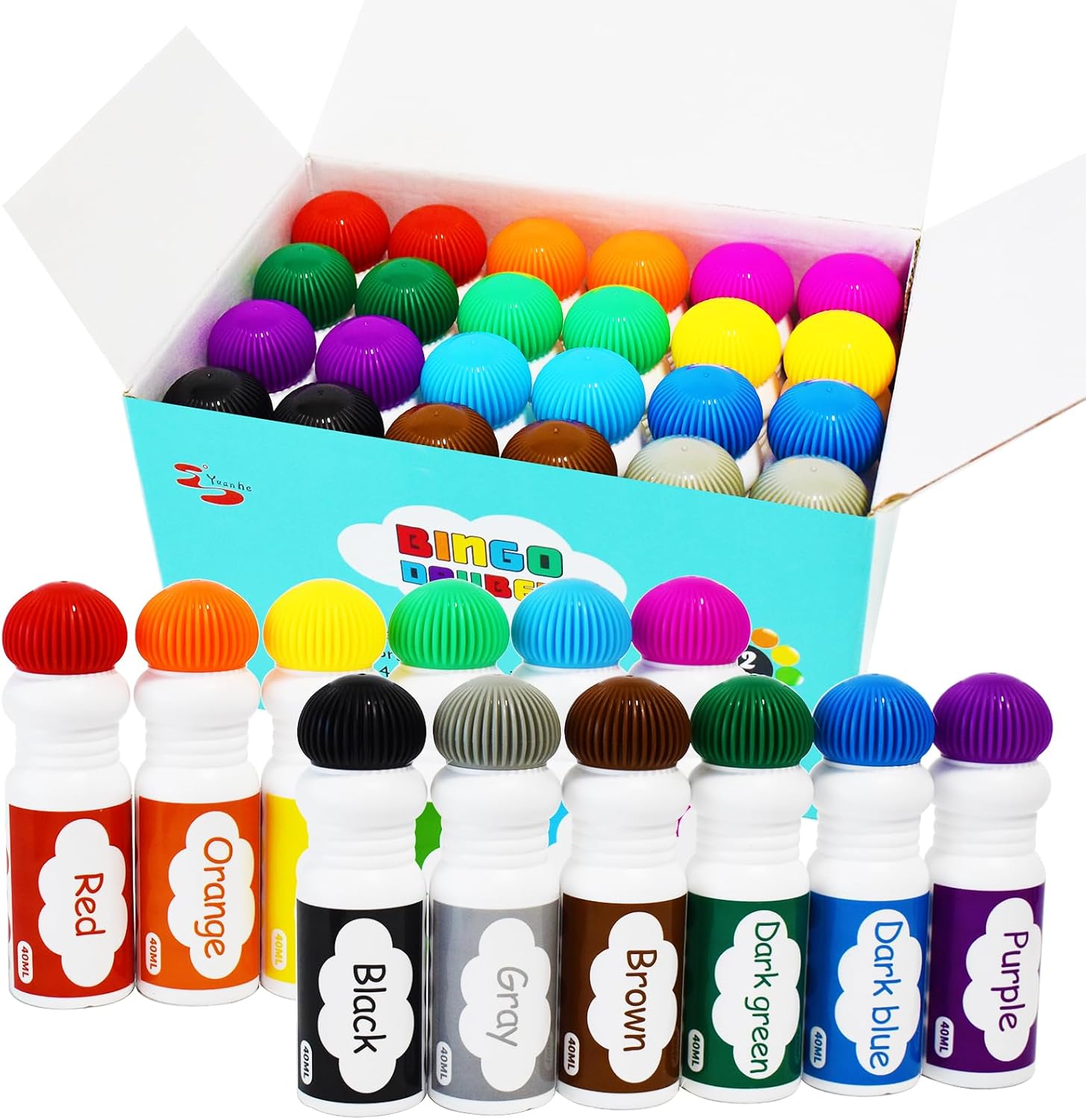 Yuanhe Bingo Daubers Dot Markers - Paint Dotters for Toddlers and Kids Art Supply, Set of 48 Pack (12 Colors)