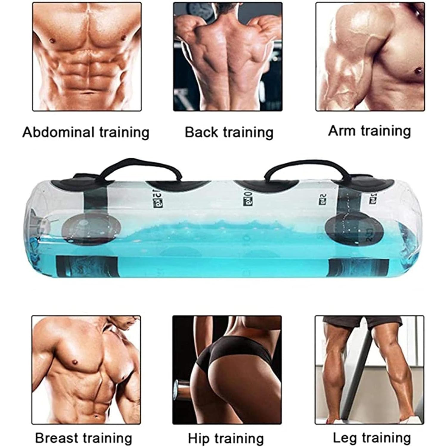Aqua Bag Poids à eau 35 kg Sac de sable alternatif Sacs de sable réglables pour squat Équipement d'entraînement de force Fitness et exercice
