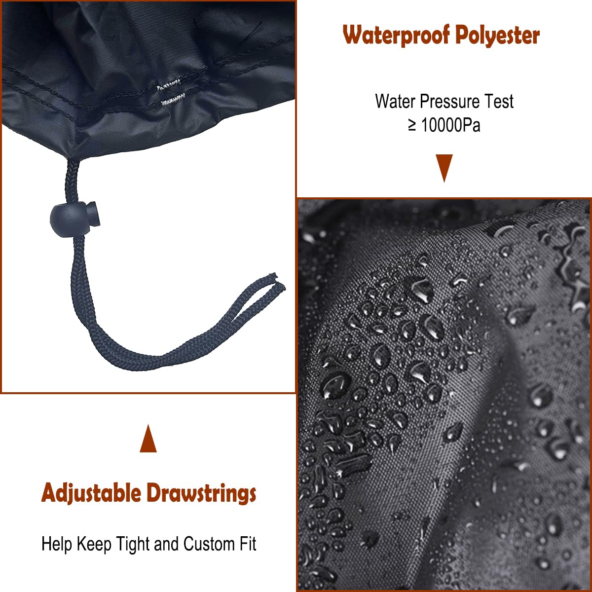 Funda para cortacésped de empuje, resistente al agua, 600D, cubierta para cortacésped, cubierta impermeable para el cuidado del césped al aire libre, agua completa, protección UV, ajuste con cordón,