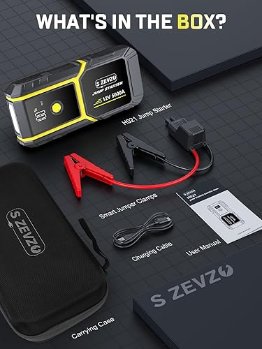 Miniatura 6 de S ZEVZO H021 Car Jump Starter, Peak 5000A Jump Starter Battery Pack for Up to 10.0L Gas and 8.0L Diesel Engines, 12V Portable Jump Box with LCD
