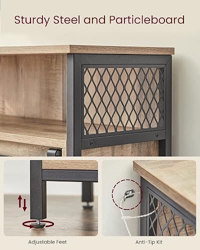 VASAGLE Meuble de Rangement, Buffet Cuisine, Commode, avec Porte Coulissante, 30 x 70 x 80 cm, Étagères Réglables, pour Salon, Marron Camel et Noir d'encre LSC089B50V1 - 8