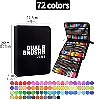 Vista 4 de Rotuladores de doble pincel, juego de marcadores artísticos de 72 colores con marcadores de punta fina y pincel para libros de colorear