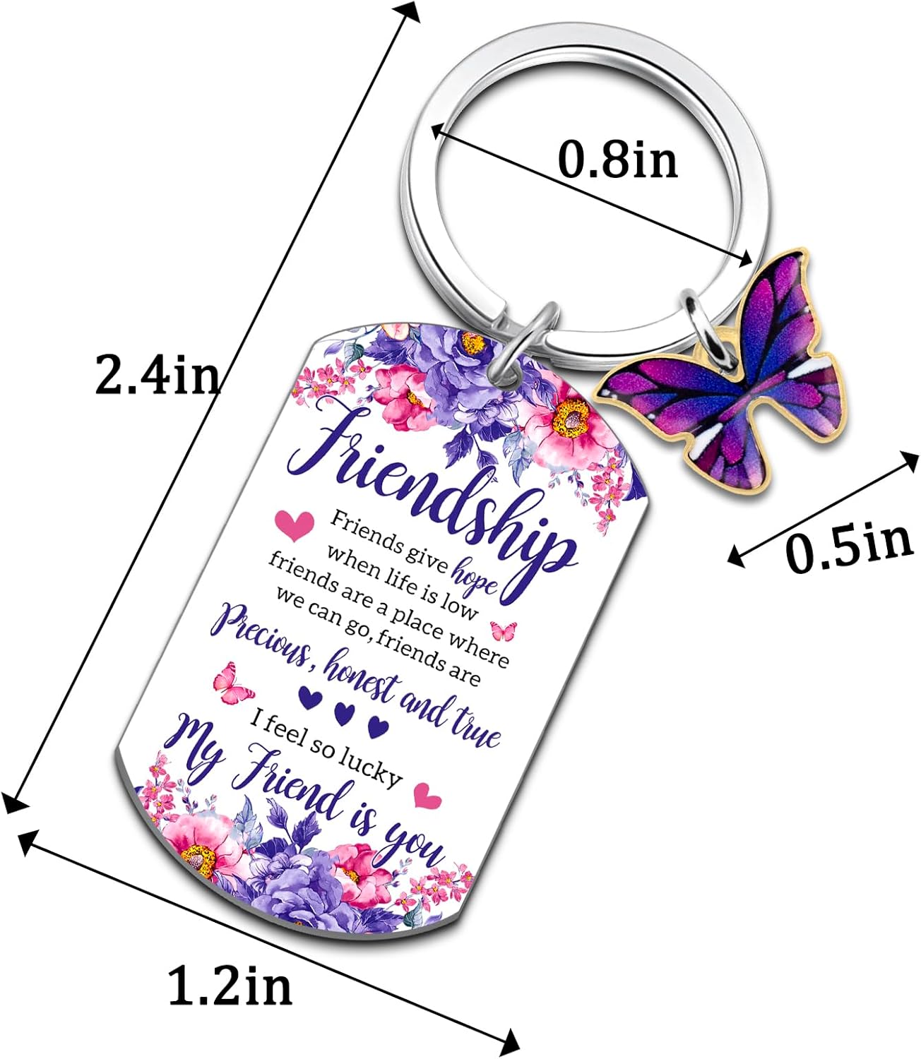 Long Distance Friendship Gifts For Women Best Friend Keychain Gift Ideas Cute Butterfly Keychain Purple Gifts For Best Friend Birthday Easter Stuff Gift For Sister Bestie Bff Girls - Image 7