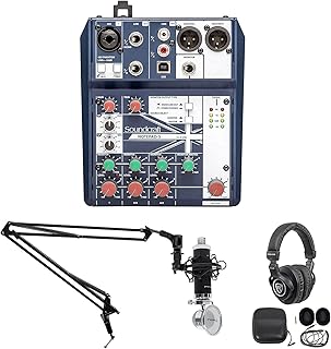 Gaming Twitch Stream Recording Bundle w/Soundcraft Mixer+Headphones+Mic+Boom Arm
