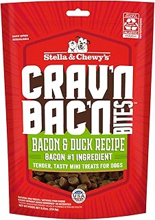 Training Dog Treats - Crav'n Bac'n Soft Bacon & Duck Bites - Premium USA Made - Low Calorie Rewards - 8.25oz