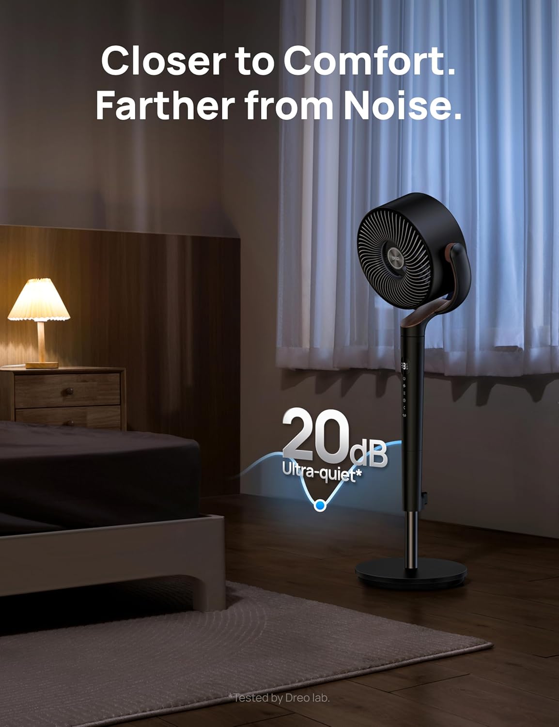 DREO Fan for Bedroom, 120°+120°Omni-directional Oscillating Fan, 90ft, DC Motor, 20 dB Quiet Standing Pedestal Fans, 8 Speeds, 3 Modes Circulator with Remote, 35-40"Adjustable Height, 8H Timer, Black 7 71IOplXwEeL. AC SL1500