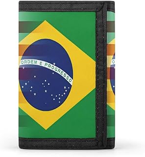 USA And Brazil Flag Trifold Slim Wallet Front Pocket With Money Clip And ID Credit Card Slots For Travel Work