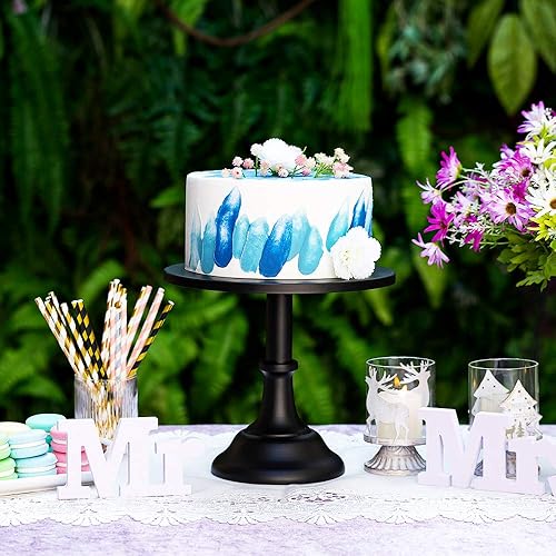 Miniatura 2 de NUPTIO Soporte para tartas de Halloween soporte de metal para cupcakes, elevadores de alimentos negros para fiestas, platos de pedestal de 9.84