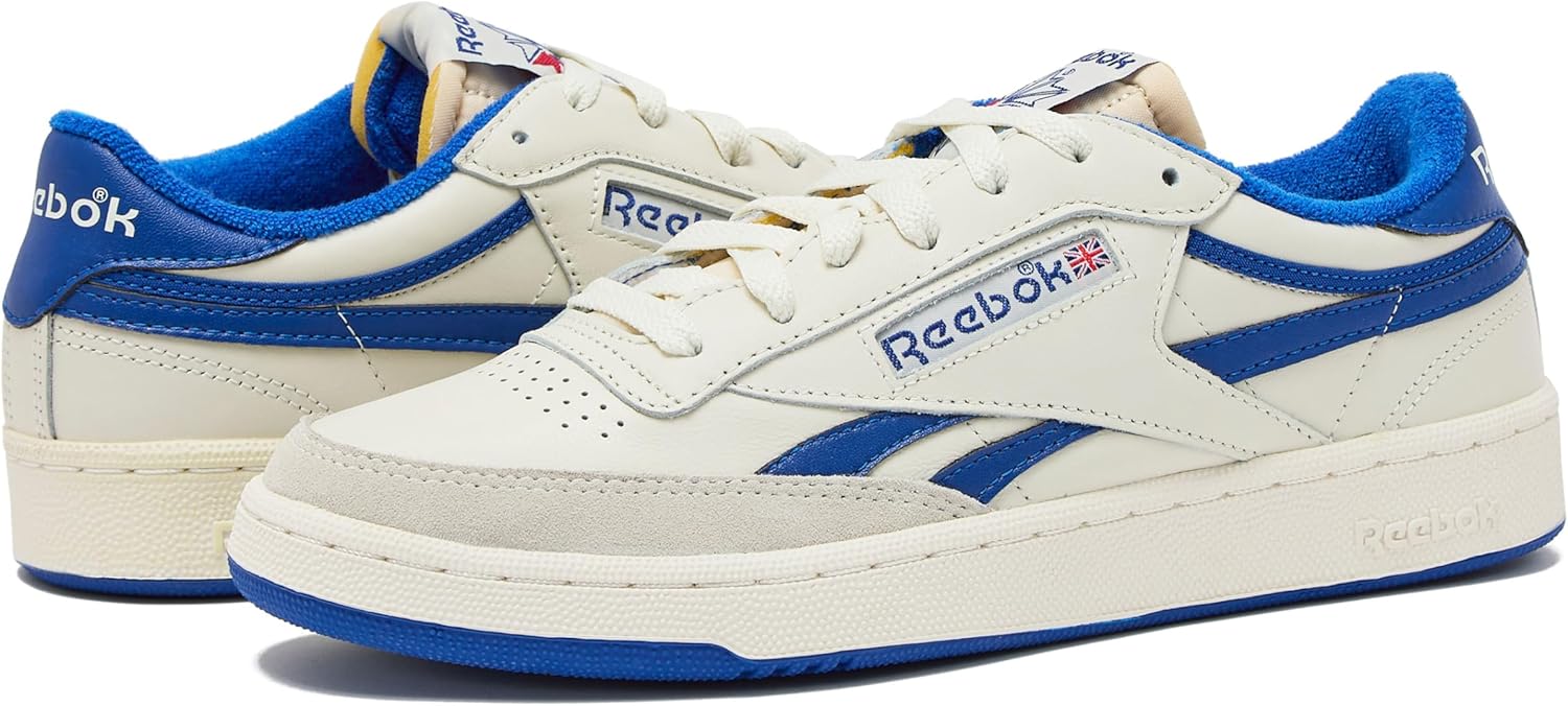 Reebok Club C Revenge Vintage Sneakers for Men - Casual Tennis Mens Shoes, Chalk/Collegiate Royal/Excellent Red, 3.5 - Image 6