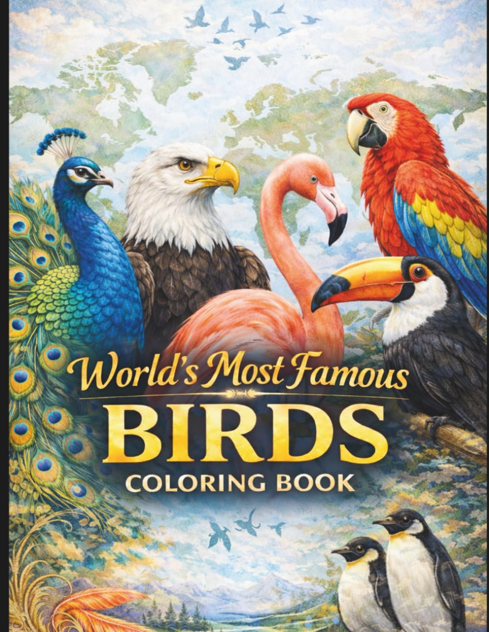 World’s Most Famous Birds Coloring Book: 50+ Beautiful Bird Illustrations of Iconic Species from Around the Globe — With Fun Facts & Educational Pages