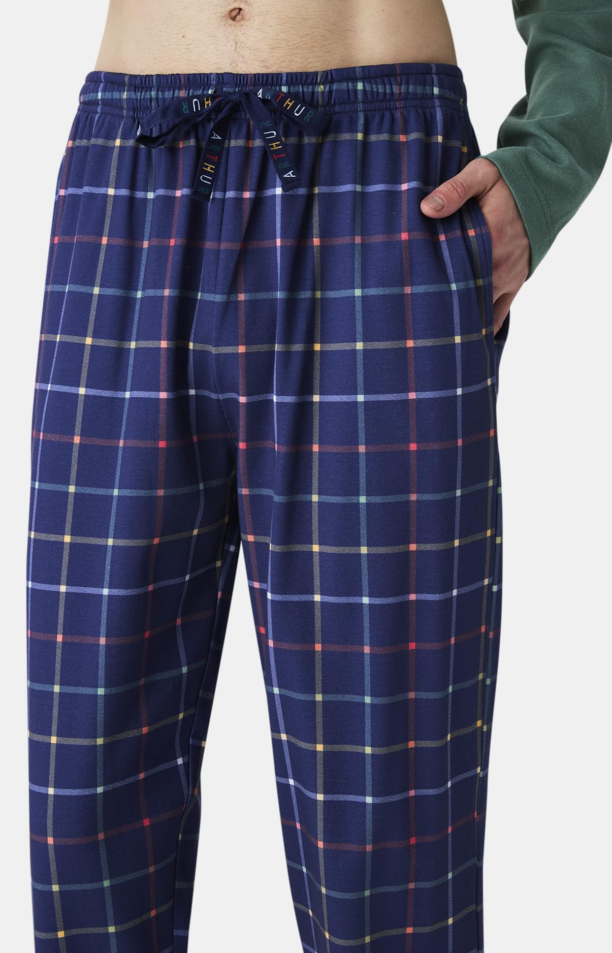 ARTHUR - Pyjama Homme, Ensemble Manches Longues et Pantalon - 100% Coton Bio léger - Motif Carreaux/Rayures