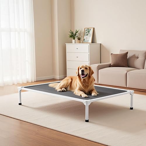 Miniatura 8 de VEVOR Cama elevada para perros a prueba de mordidas, cuna elevada portátil para perro con marco de metal de tubo de aluminio y malla de textileno
