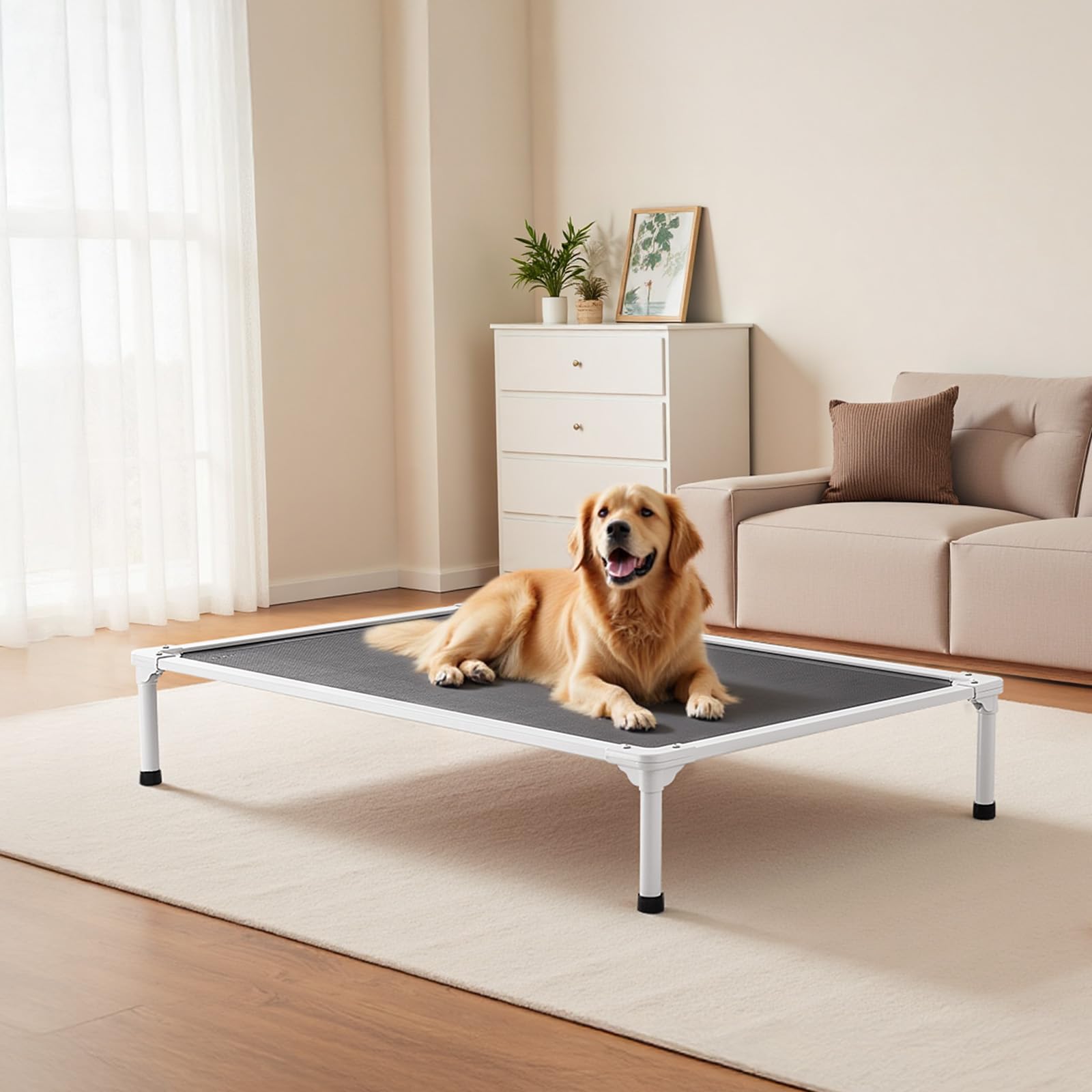 VEVOR Cama Elevada para Perros 1250 x 830 x 230 mm Estructura de Metal Malla Transpirable Cama para Mascotas Portátil Carga de 50 kg para Mantener Frescas a Las Mascotas Interior Exterior, Talla XL