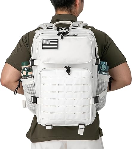 Miniatura 4 de QT&QY Mochilas tácticas militares para hombres, mochila Molle de 35 L, 45 L, bolsa grande de 3 días, mochila de senderismo con soporte para botella
