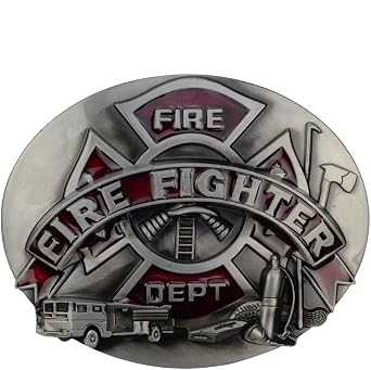 Treasure Gurus Mens or Womens Metal Firefighter FD Logo Belt Buckle