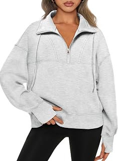 Womens Half Zip Sweatshirts Quarter Zip Hoodies Pullover Long Sleeve Shirts Fall Fashion 2023 Winter Clothes