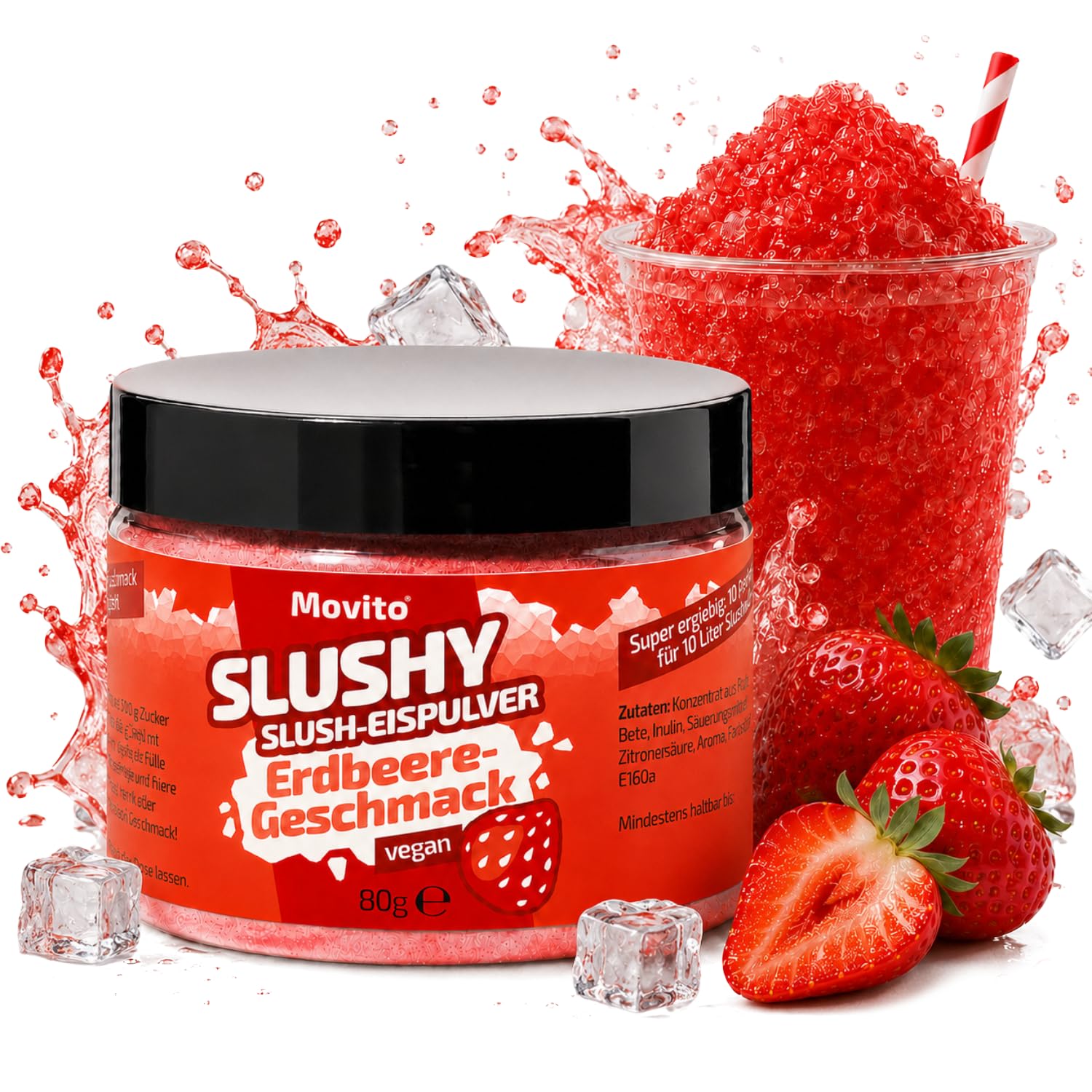 Slush Eis Sirup Beeren Set für 20 Liter Slush | Himbeer & Erdbeere | Pulver Konzentrat für Slush Maschine & Slushy Maker | AZO Frei | Ohne Zucker & Süßstoff