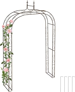 Relaxdays Rosenbogen Metall, HxBxT: 240 x 155 x 39 cm, braun