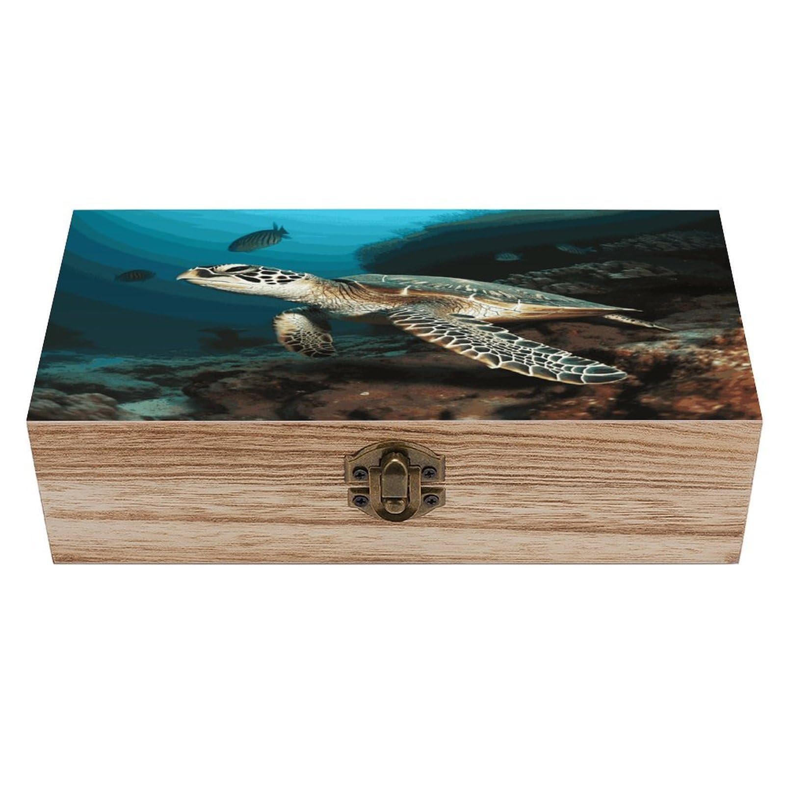 Adfgyerh Style Sea Turtle(1) Bins Solid Wood，Jewelry Box Retro And Exquisite，Storage Box Used For Storing Photos, Souvenirs, Letters, Gifts, And Jewelry.