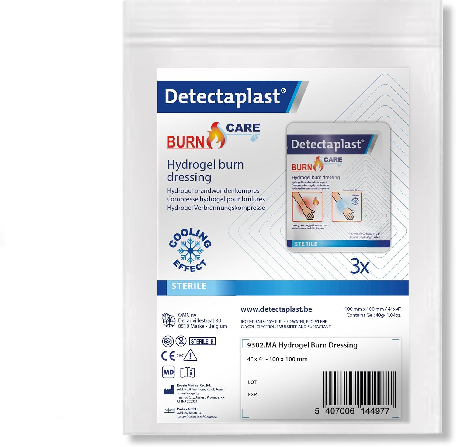 5 Burnshield Brandwundenverbände 10x10 Cm – Gel-Kompressen Für Verbrennungen