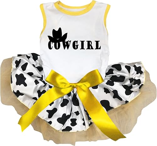 Miniatura 2 de Petitebella Sombrero Cowgirl - Vestido para perro cachorro (rosavaca, M)
