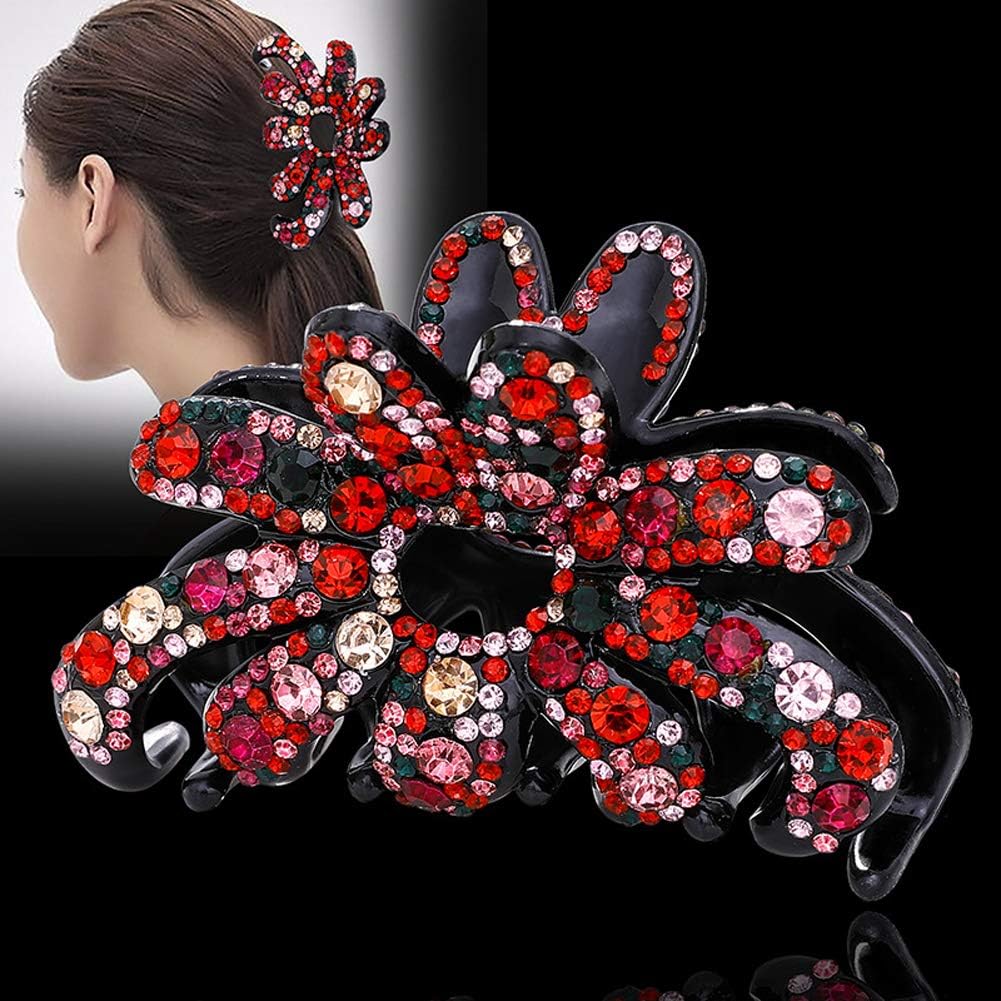 Suoirblss Woman Fashion Glinted Crystal Hair Clip Claw Pins Large Fancy Rhinestones Claw Clip Jaw Clips Hair Accessories (Colorful)