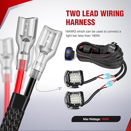 Miniatura 41 de Barra de luz LED Nilight. arnés de cableado, kit de 12 V, interruptor basculante, láser de 5 pines, interruptor de encendido y apagado impermeable