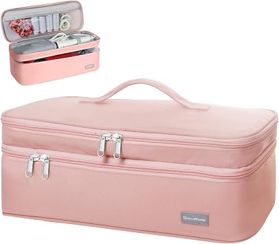 Double-Layer Travel Storage Bag Compatible with Dyson Hair Dryer and Attachments, Portable Carrying Case for Hair Dryer Brush/Volumizer/Styler/Hot Tools Scandihome Series, PinkBag Only