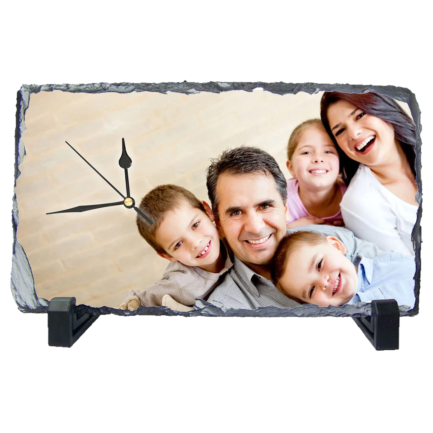 OyC Portafoto de Piedra Personalizado con Foto, Original, Porta Retrato con Imagen (Reloj 24x40cm)