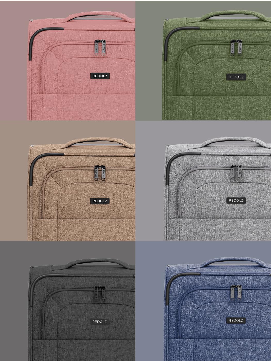 REDOLZ Koffer-Set 3-teilig Reise-Trolleys Softcase 4 Doppelrollen TSA-Schloss erweiterbar Essentials 12
