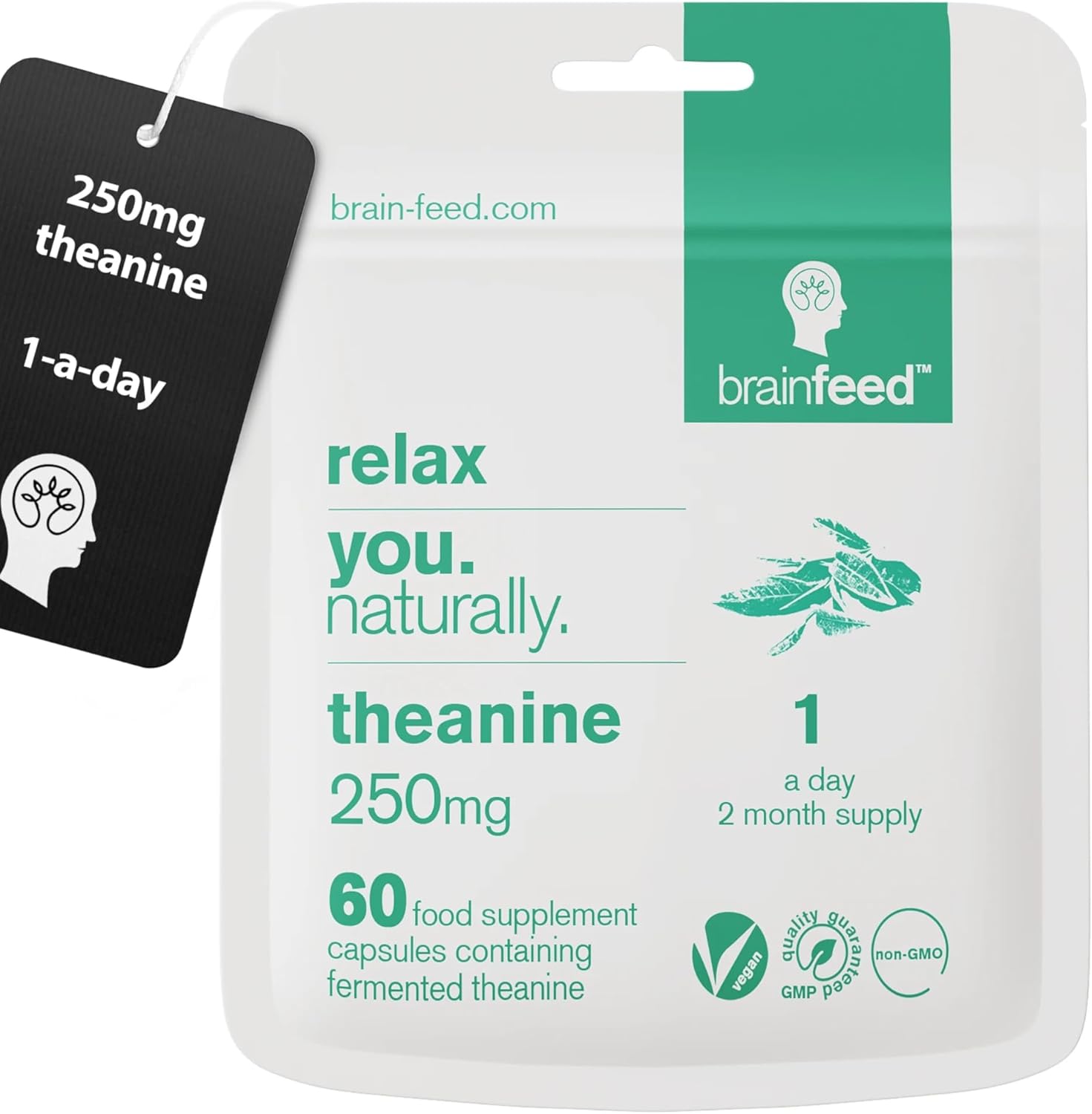 L theanine Supplements (60) | 250mg l-theanine Powder per Capsule – 1 A Day | GABA Supplements Support | Aids Relaxation Without Sedation | 2 Month Supply | Lab-Tested
