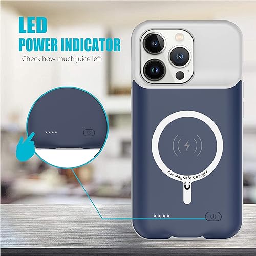 Miniatura 3 de Funda de batería para iPhone 14 Pro, Full Encircle 7000mAh, recargable, inteligente, portátil, cargador portátil, paquete de batería extendida,