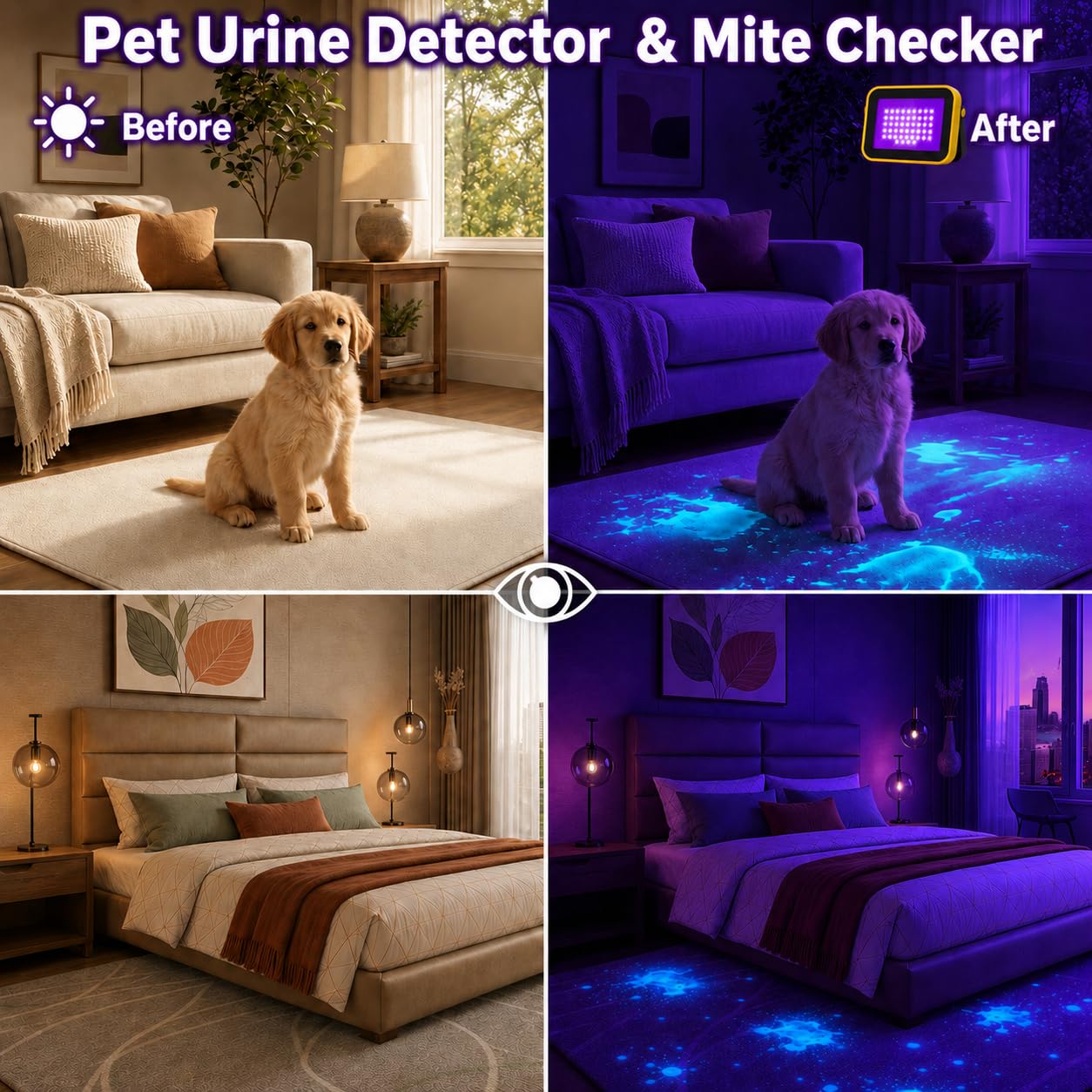 T-SUN Wiederaufladbare LED-Schwarzlichter, batteriebetriebenes Schwarzlicht, 2 Stück LED-Schwarzlicht für Catfishing, Party, Bühnenbeleuchtung, Körper, Farbe, Innendekoration