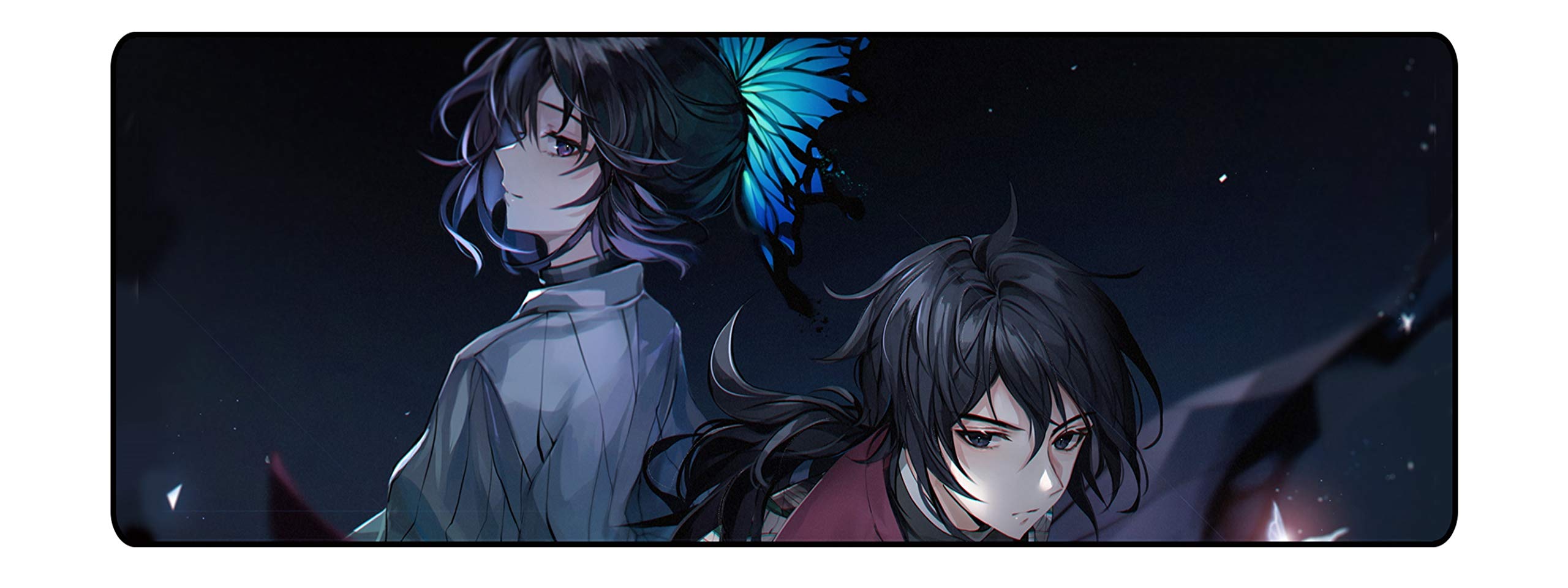 Anime Demon Slayer Kochou Shinobu Large Extended Gaming Mouse Pad Mat Stitched Edges Ultra Thick 3 mm Wide & Long Mousepad 31.5" x 11.8" x 0.12" (4)