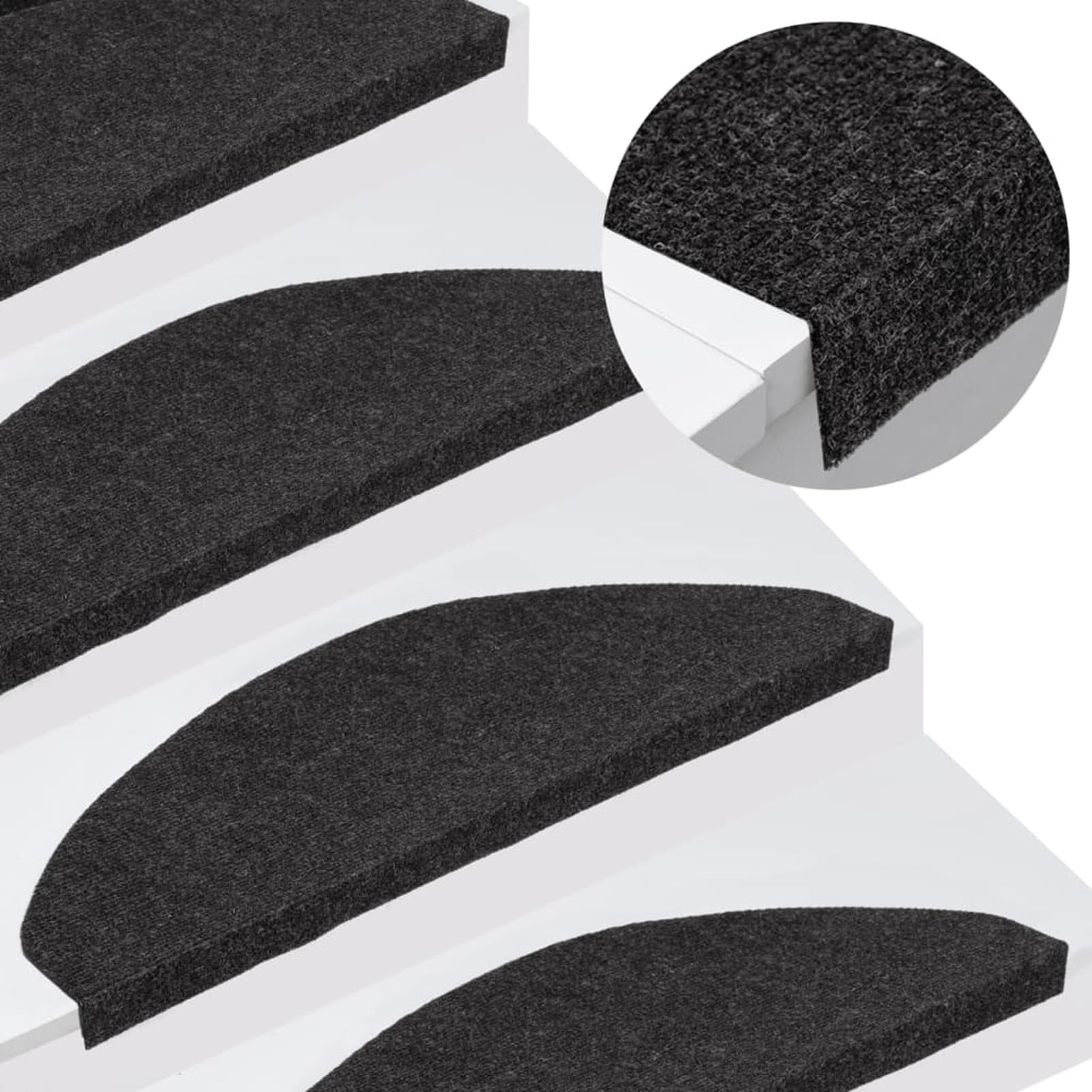 Tidyard Tapis d'escalier Autocollants 15 pcs 65x22,5x3,5 cm Noir, Tapis Escalier Tapis de Sécurité pour Sol Protection, Aînés et Animaux