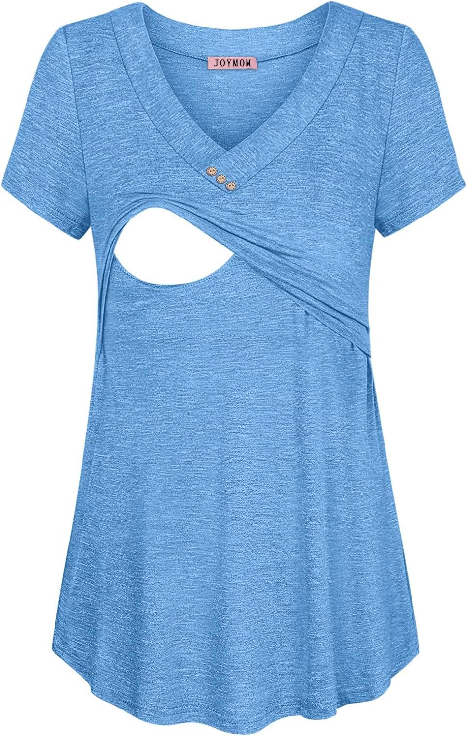 Joymom Womens V Neck Short Sleeve Nursing Tops Maternity Breastfeeding Shirts S-2XL